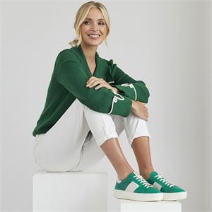 Carl Scarpa Gerty Green Leather Chunky Trainers